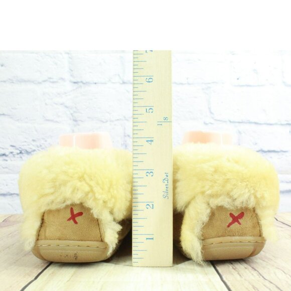 LL Bean Brown Suede Wicked Good Shearling Lined Moccasin Slippers Size 11 M - Picture 6 of 9